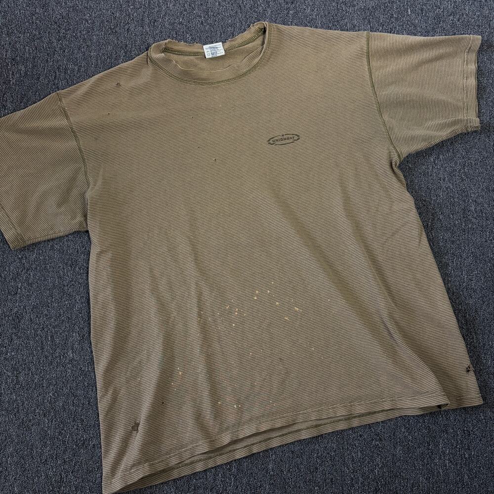 Vintage Y2k Surf Skate Union Bay Brown Mini Striped Boxy Embroidered Tee L